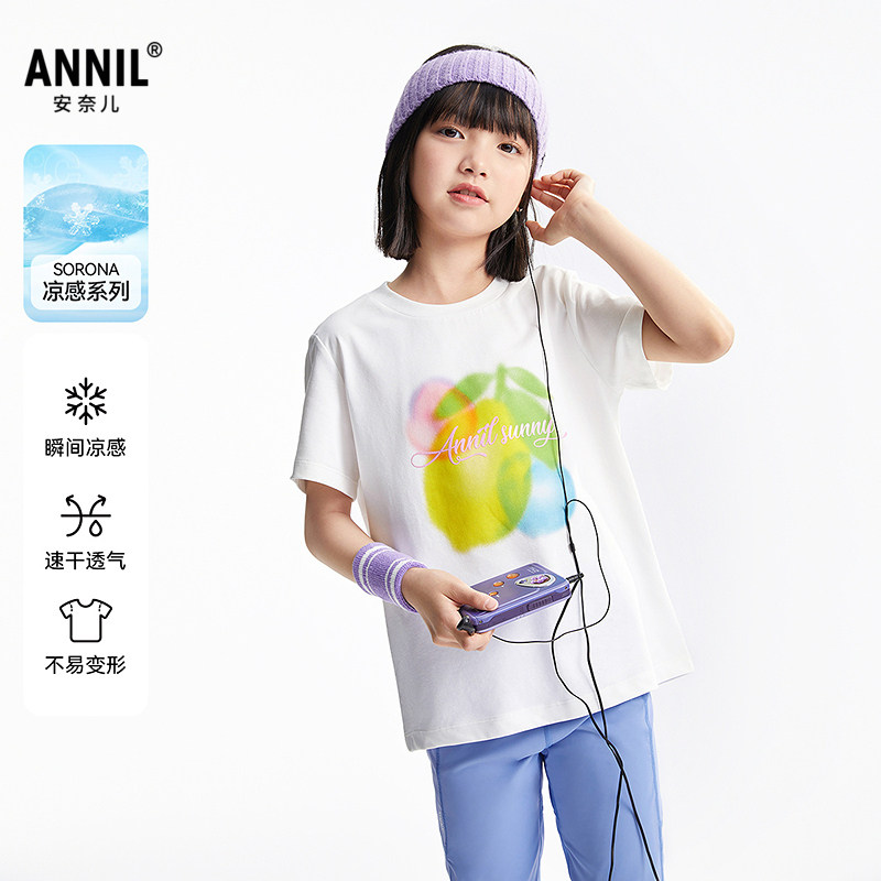 安奈儿女童装圆领短袖T恤衫图片