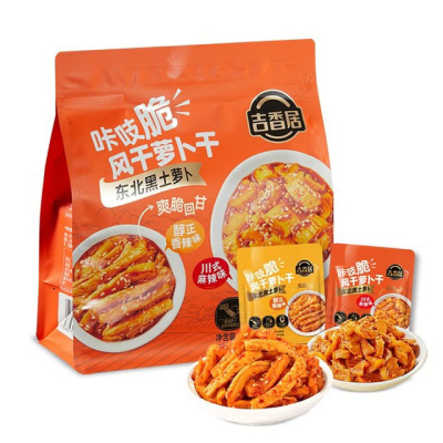 山姆代购吉香居咔吱脆风干萝卜干香辣味+川式麻辣味60g 下饭菜