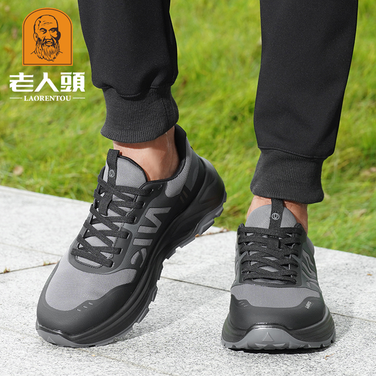 2025新款男鞋老人头商场同款飞织厚底跑鞋 老年人运动休闲网面鞋