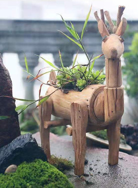 木拾忆实木小鹿摆件个性装饰