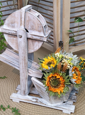 木拾忆杉木自然风花盆摆件