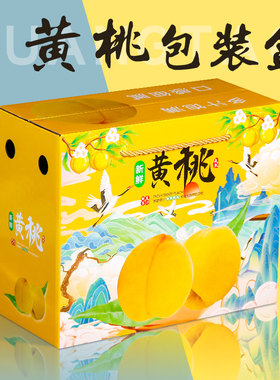 通用黄桃包装盒水蜜桃油桃蟠桃子礼品盒手提3-5-10斤高档现货批发