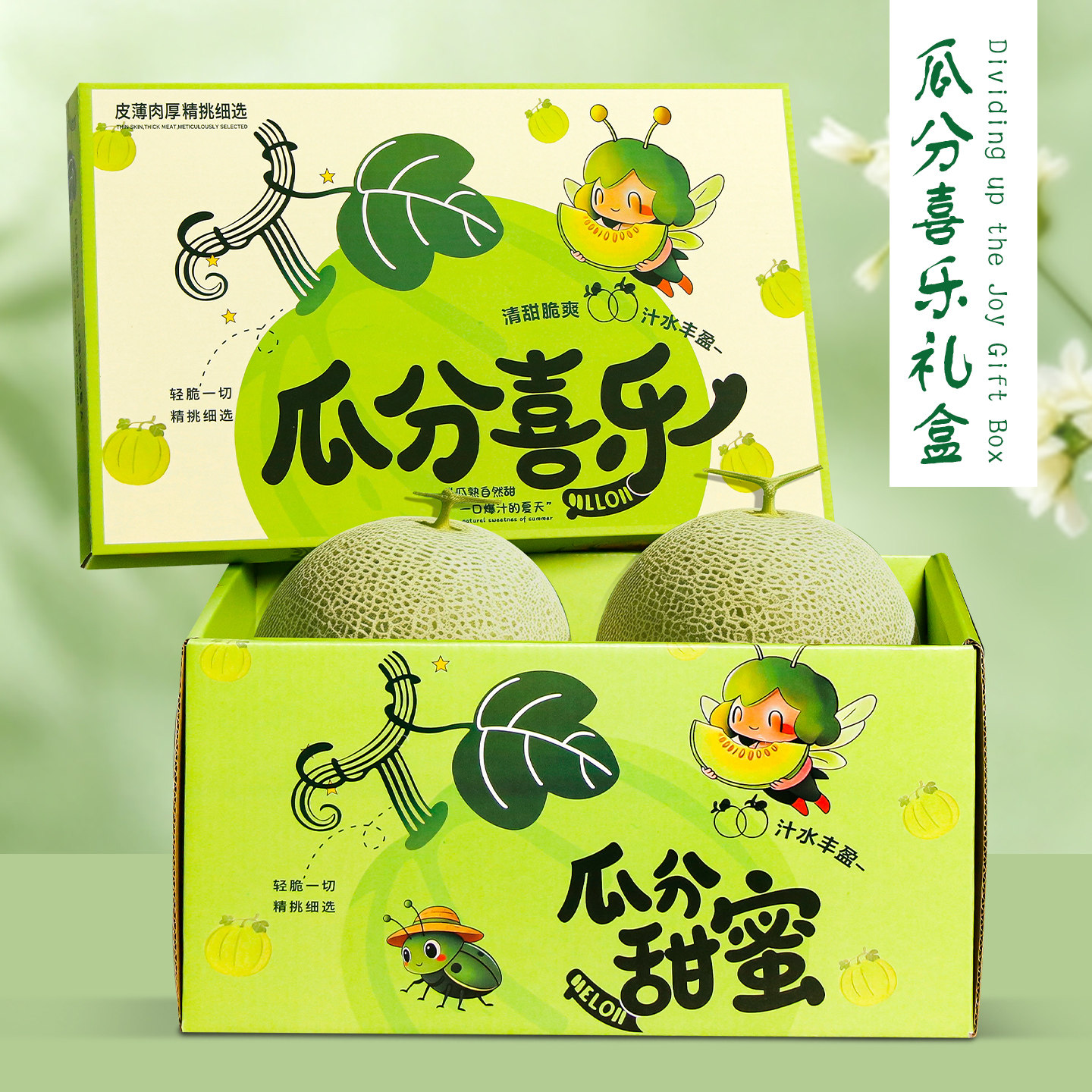 高档哈密瓜礼盒两个装网纹瓜包装盒手提香瓜甜瓜礼品盒空盒子定制