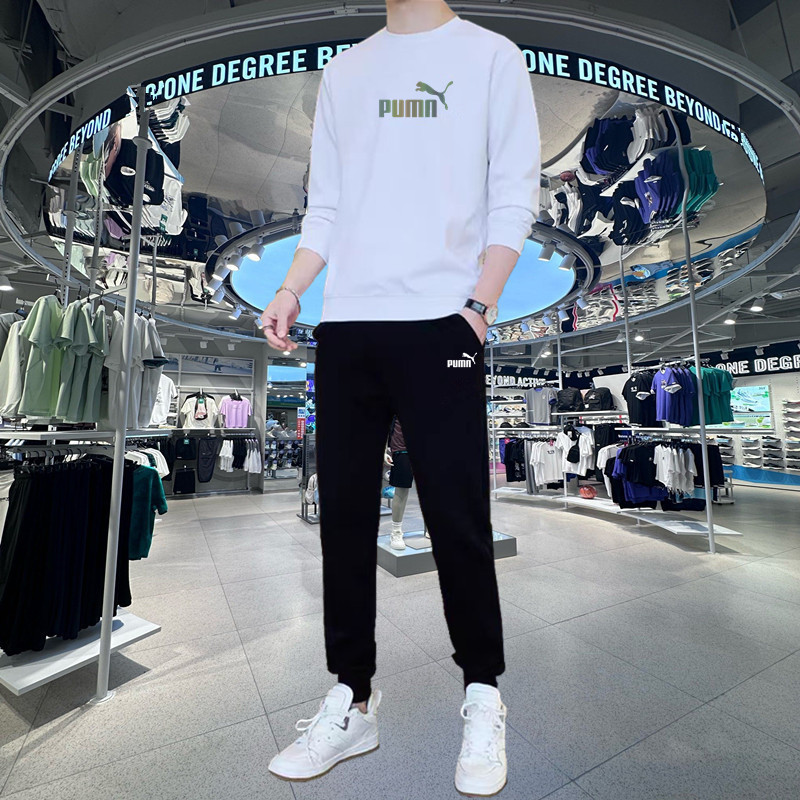 奥莱秋冬季保暖圆领长袖卫衣卫裤休闲两件套加绒运动时尚男士套装