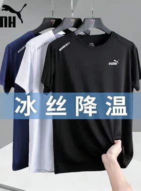 【官方奥莱撤柜】短袖t恤男夏季薄款宽松冰丝速干T恤运动弹力上衣