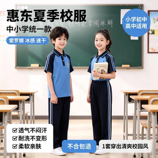 广东惠东县中小学夏季校服索罗娜特版男女同款透气短袖套装