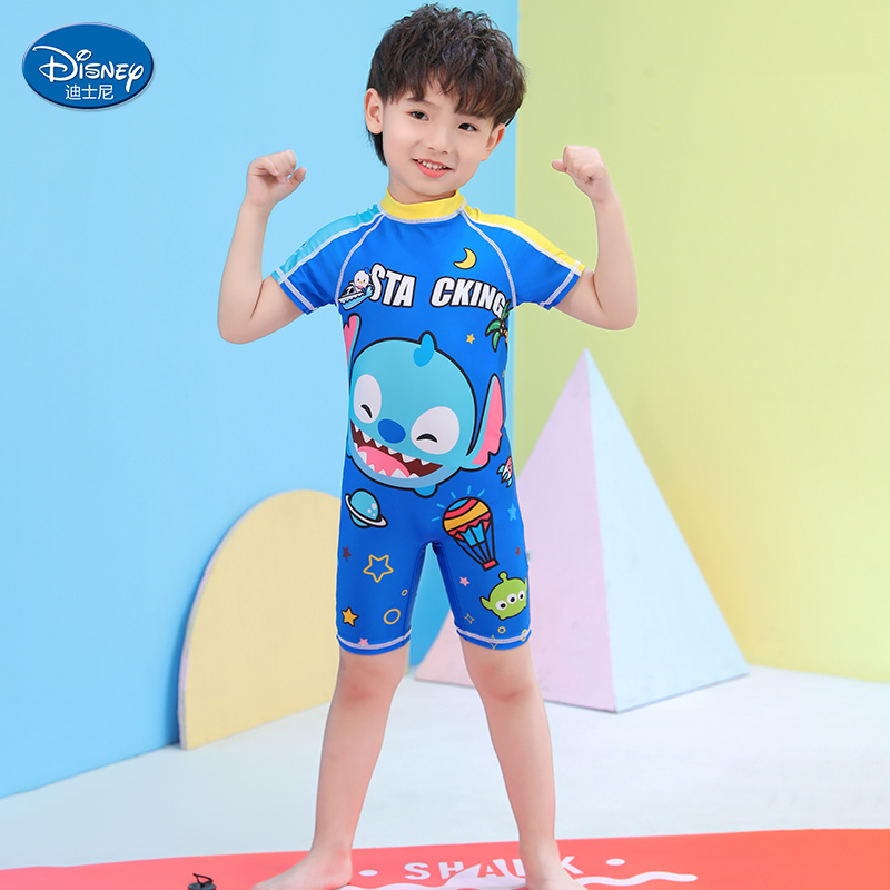 迪士尼儿童泳衣连体防晒可爱速干透气中小童宝宝小孩温泉游泳套装