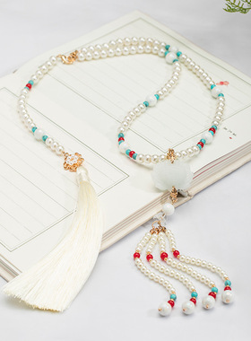 琉璃仿珍珠圆珠链通用莲花吊坠