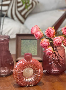 薰衣草｜紫色孤品玻璃花瓶摆件客厅插花装饰品高级感轻奢