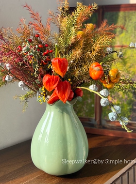 青见月｜简约小清新绿色水培花瓶家居客厅桌面花器绿植摆件