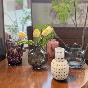 夜阑星河｜北欧风高颜值玻璃花瓶 玫瑰南天竹客厅插花摆件