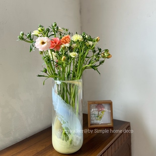 清梦｜北欧风厚重玻璃宽口大花瓶龟背竹百合绿植客厅摆件玻璃花瓶