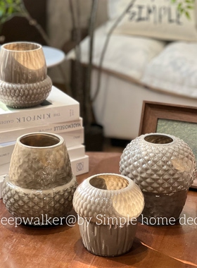 岁岁年年｜北欧简约现代轻奢高级感灰色花瓶摆件客厅插花装饰品