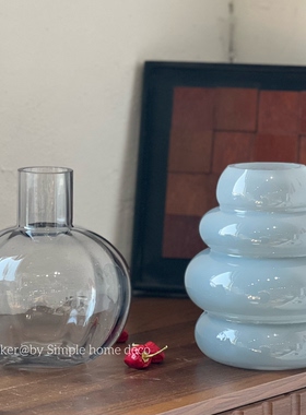 初秋43｜南瓜造型宽纹玻璃花瓶家居装饰插花玫瑰芍药花瓶摆件套盆