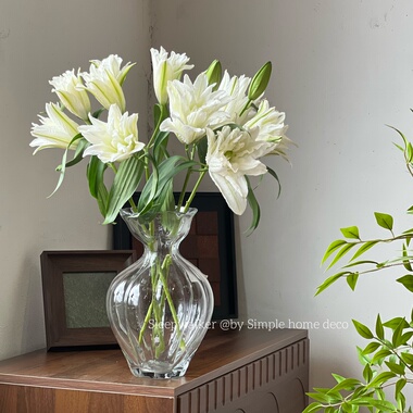 悦心｜北欧ins风创意小蛮腰钱袋玻璃花瓶摆件客厅透明艺术摆件