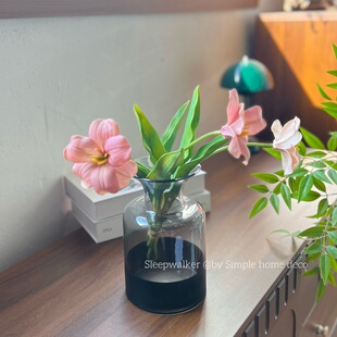 里约书屋|法式复古小花瓶浮雕玻璃ins风透明插花客厅装饰摆件