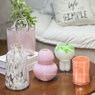 星语心愿 玫瑰百合郁金香花瓶摆件 原色民宿风玻璃花瓶