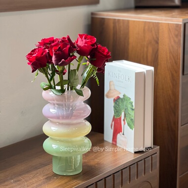 彩虹｜简约创意彩色花瓶异形高颜值玻璃花器客厅玄关软装摆件