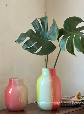 彩虹泡泡tang｜简约现代渐变色玻璃花瓶摆件客厅插花餐桌玄关花器