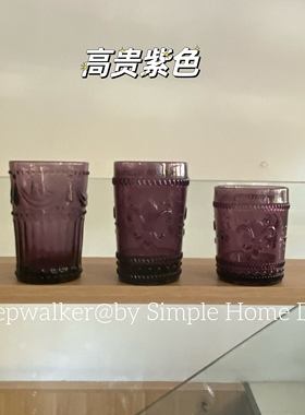 紫色船锚杯大小号-Sleepwalker原色复古玻璃水杯  果汁杯