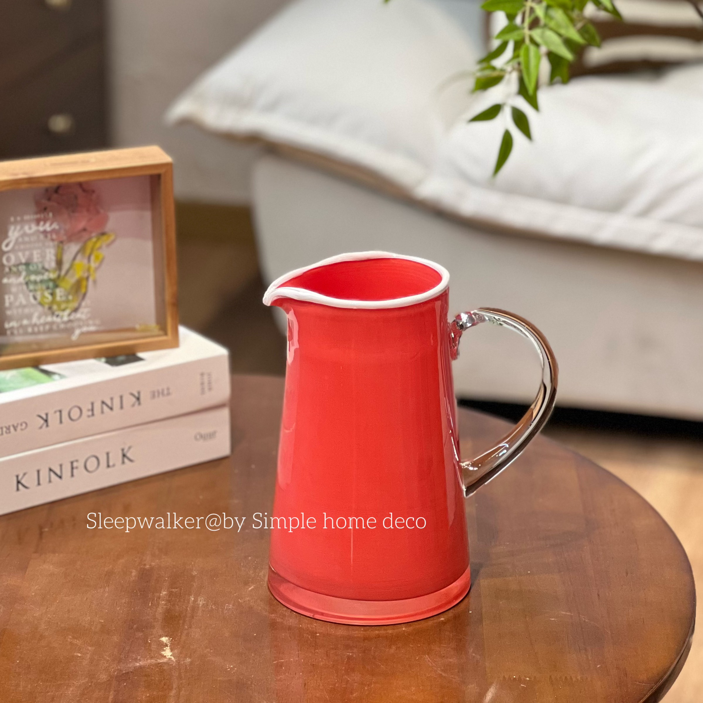 揽芳｜透明把手彩点玻璃花瓶 小圆肚把手壶 客厅插花装饰摆件