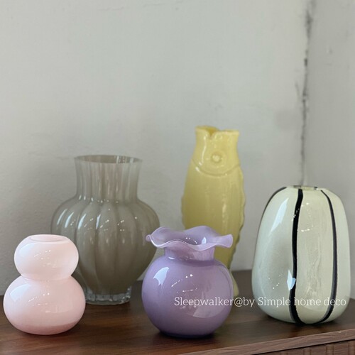 奶fufu|简约现代手工玻璃花瓶插花水养花器客厅餐桌轻奢摆件
