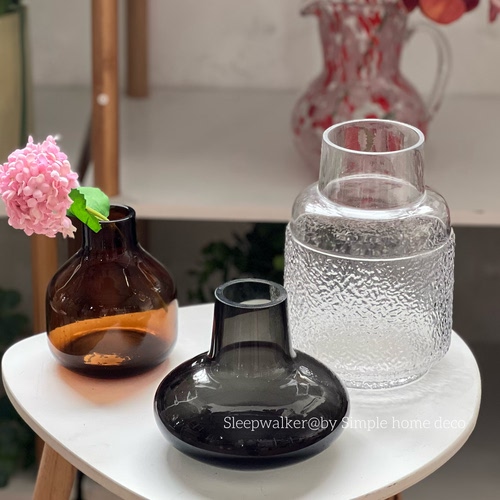 素颜｜北欧不规则玻璃花瓶直筒插花水养花器客厅餐桌轻奢装饰摆件