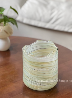 光染｜口12.5高17 花边彩色玻璃直筒 套盆收纳