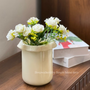 翻边小可爱｜花瓶奶油风摆件水养玫瑰餐桌客厅简约现代轻奢摆件