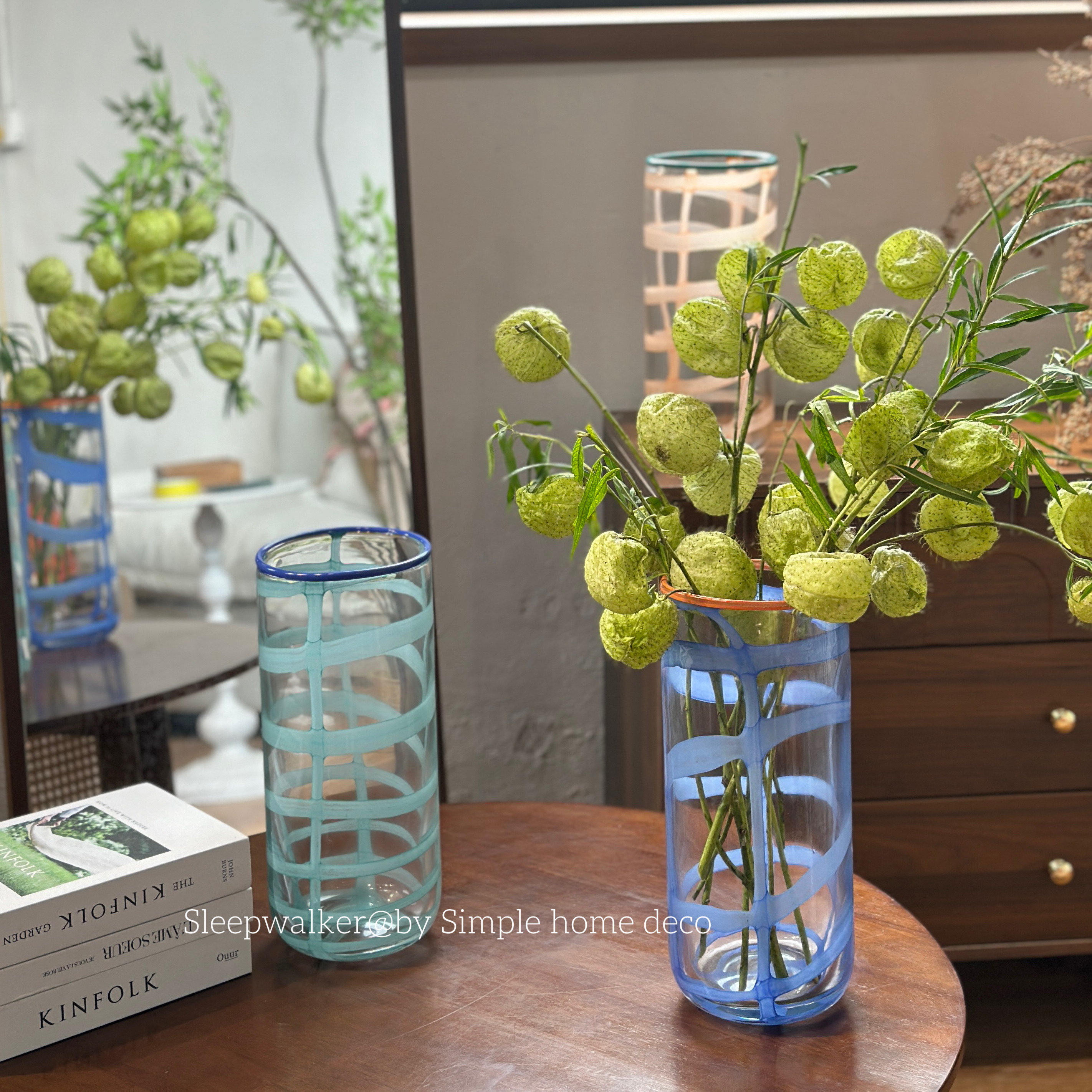 包豪斯蒙德里安多巴胺色直筒玻璃花瓶艺术家居客厅装饰中古花器