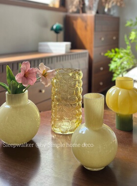 玉兰|出口瑞典ins中古风复古玻璃小花瓶摆件客厅餐桌装饰氛围感