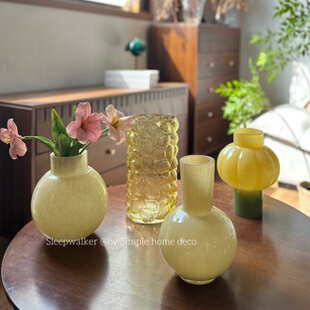 玉兰|出口瑞典ins中古风复古玻璃小花瓶摆件客厅餐桌装饰氛围感