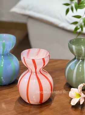 云朵｜奶油风玻璃花瓶摆件 小口养种球佛手 玫瑰 轻奢摆件