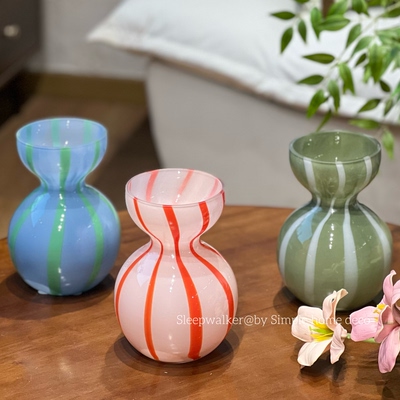 云朵｜奶油风玻璃花瓶摆件 小口养种球佛手 玫瑰 轻奢摆件