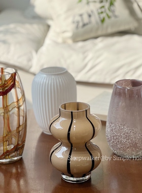 初见｜原色丝带线条简约北欧水养芍药玻璃花瓶