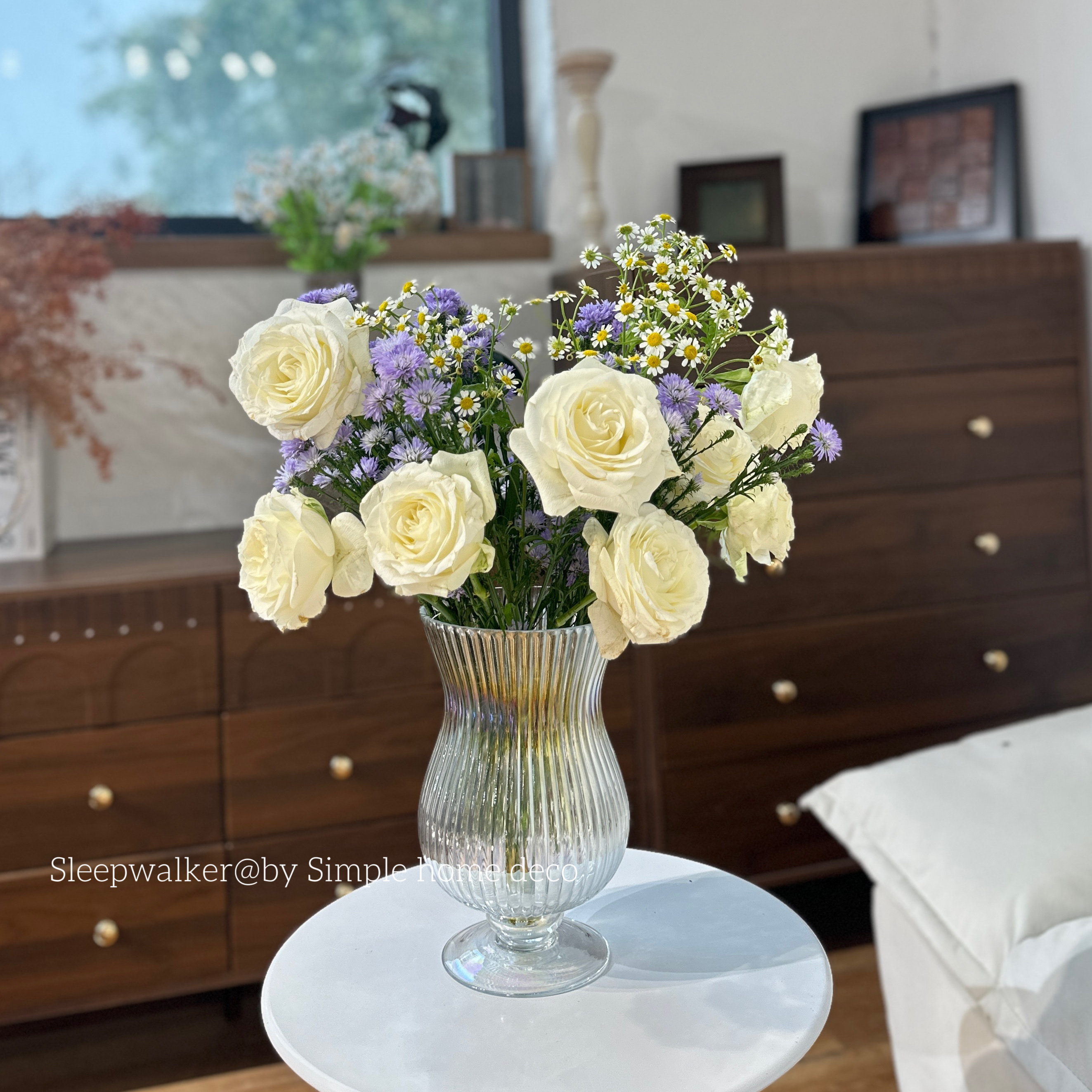 外贸出口限量款大尺寸珠光透明百合玫瑰花束专用玻璃高脚风灯花瓶