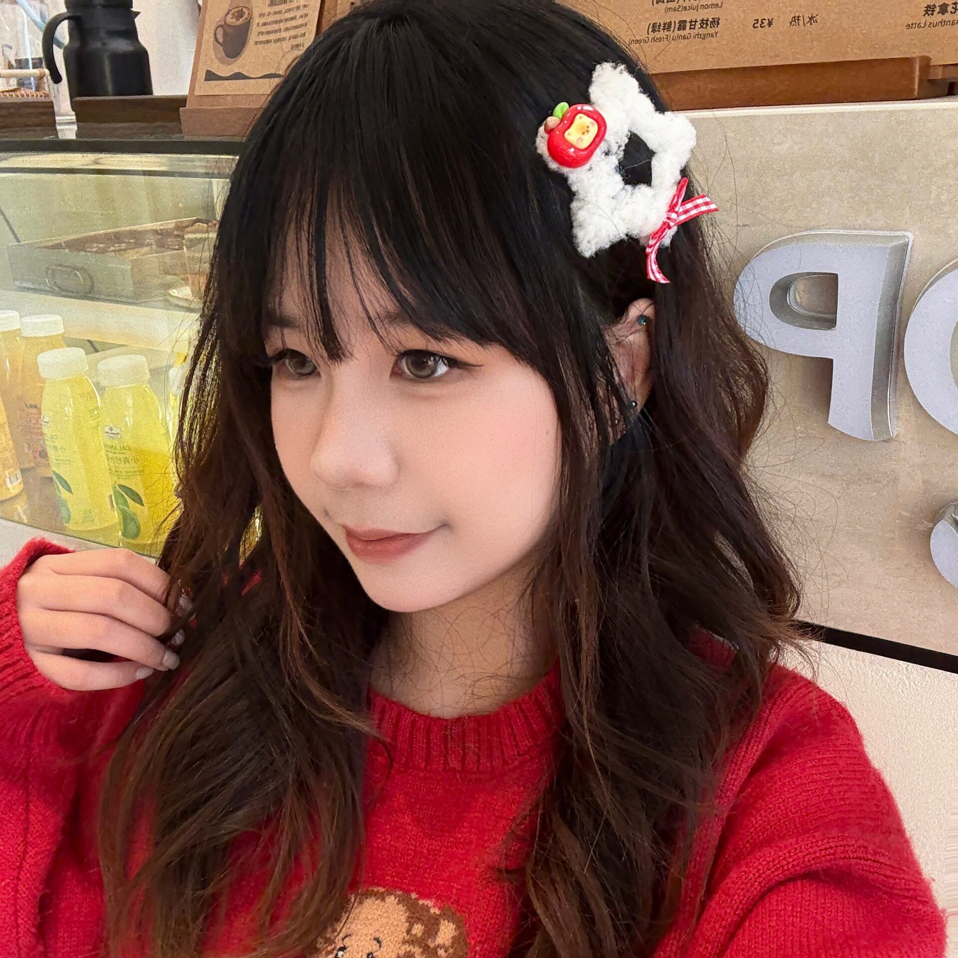 秋冬季白色毛绒星星发夹少女心百搭刘海BB夹气质苹果小熊侧边发卡