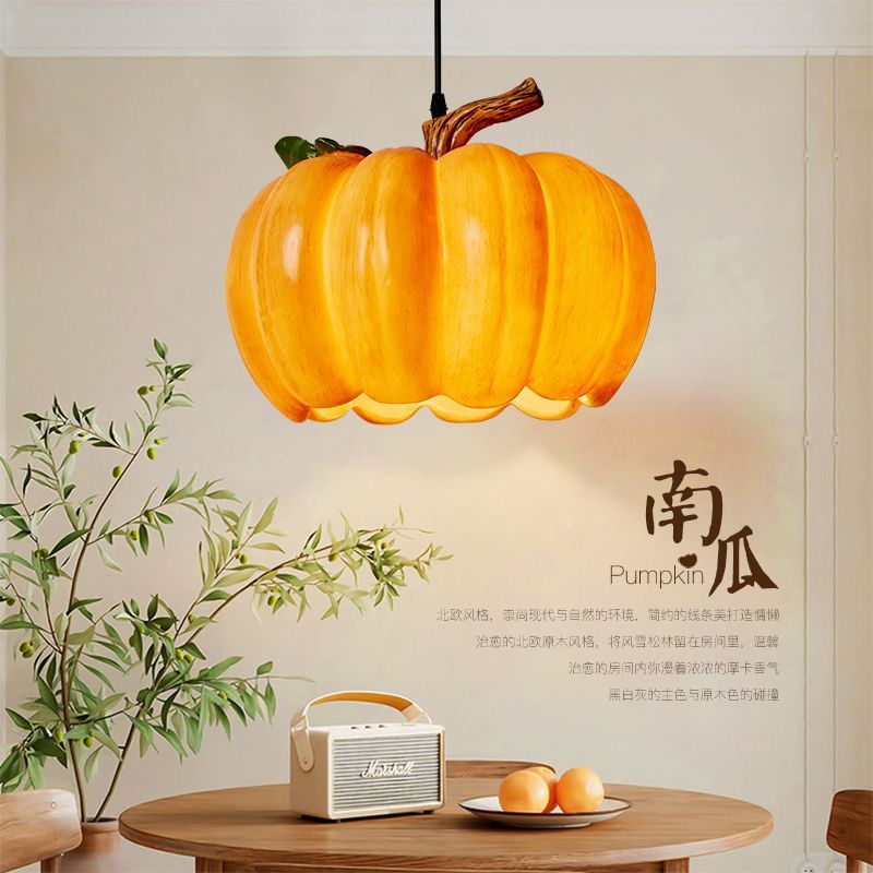 南瓜吊灯创意个性餐厅吧台卧室床头灯复古侘寂风民宿装饰灯具