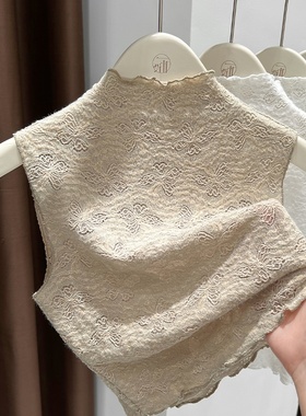 蕾丝花边领假领子叠穿百搭女士高档内搭神器半高领无袖背心打底衫