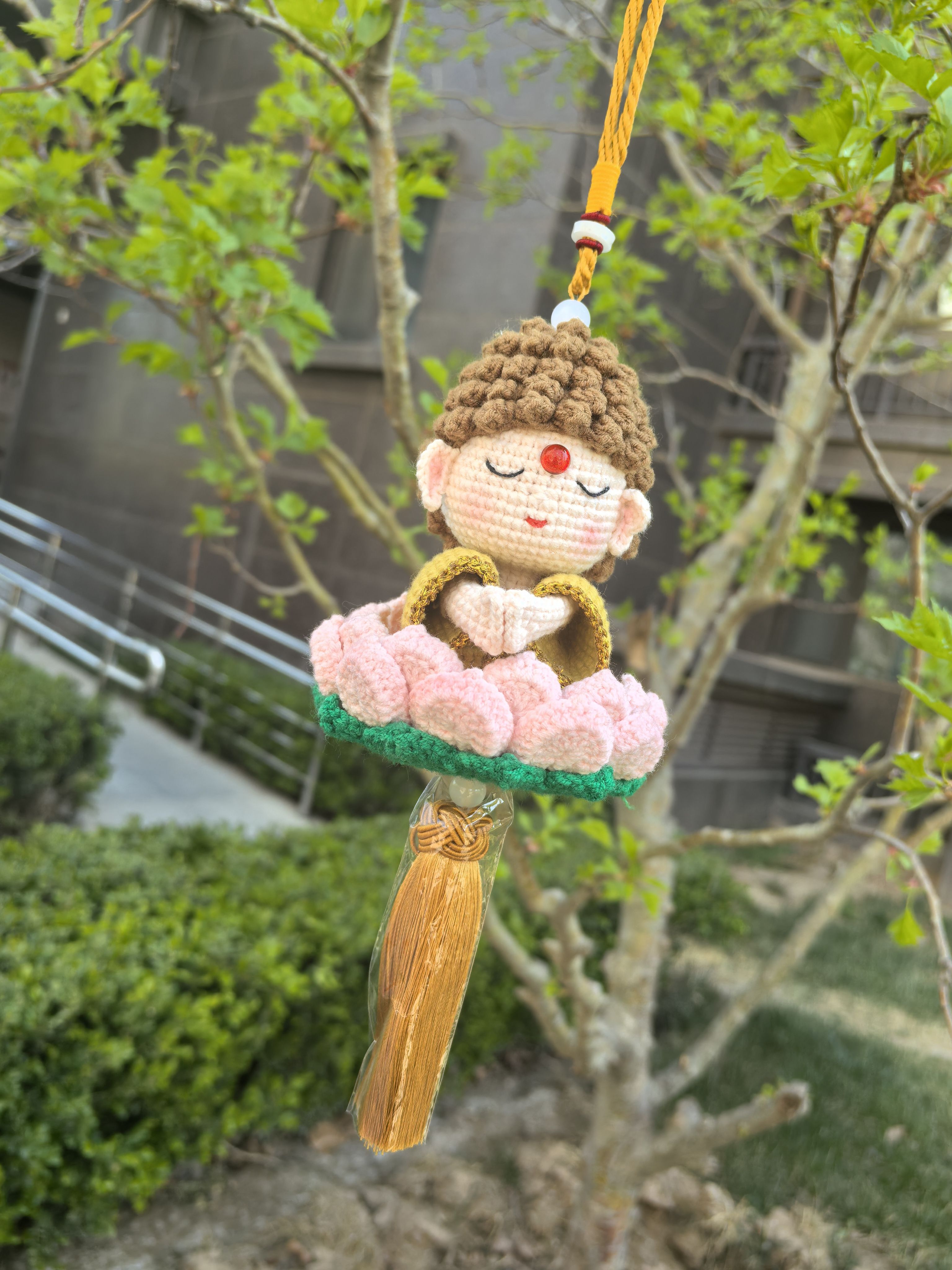 【成品】莲花小佛陀车载摆件diy手工钩织钩针编织材料精致挂件
