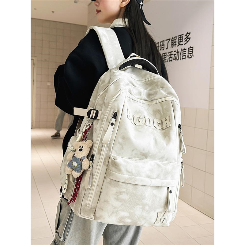 减负护脊宽背带书包初中女生高中生男款双肩包大学生旅行户外背包