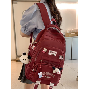 儿童书包手提袋女生小学生2026新款初中生女孩背包高中红色双肩包