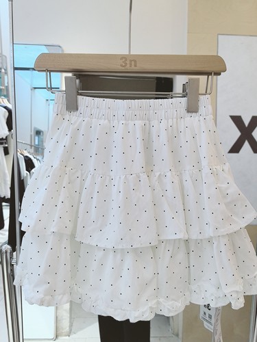 3NUX2026夏新款韩版简约百搭显瘦高品质休闲波点蛋糕裙半身裙