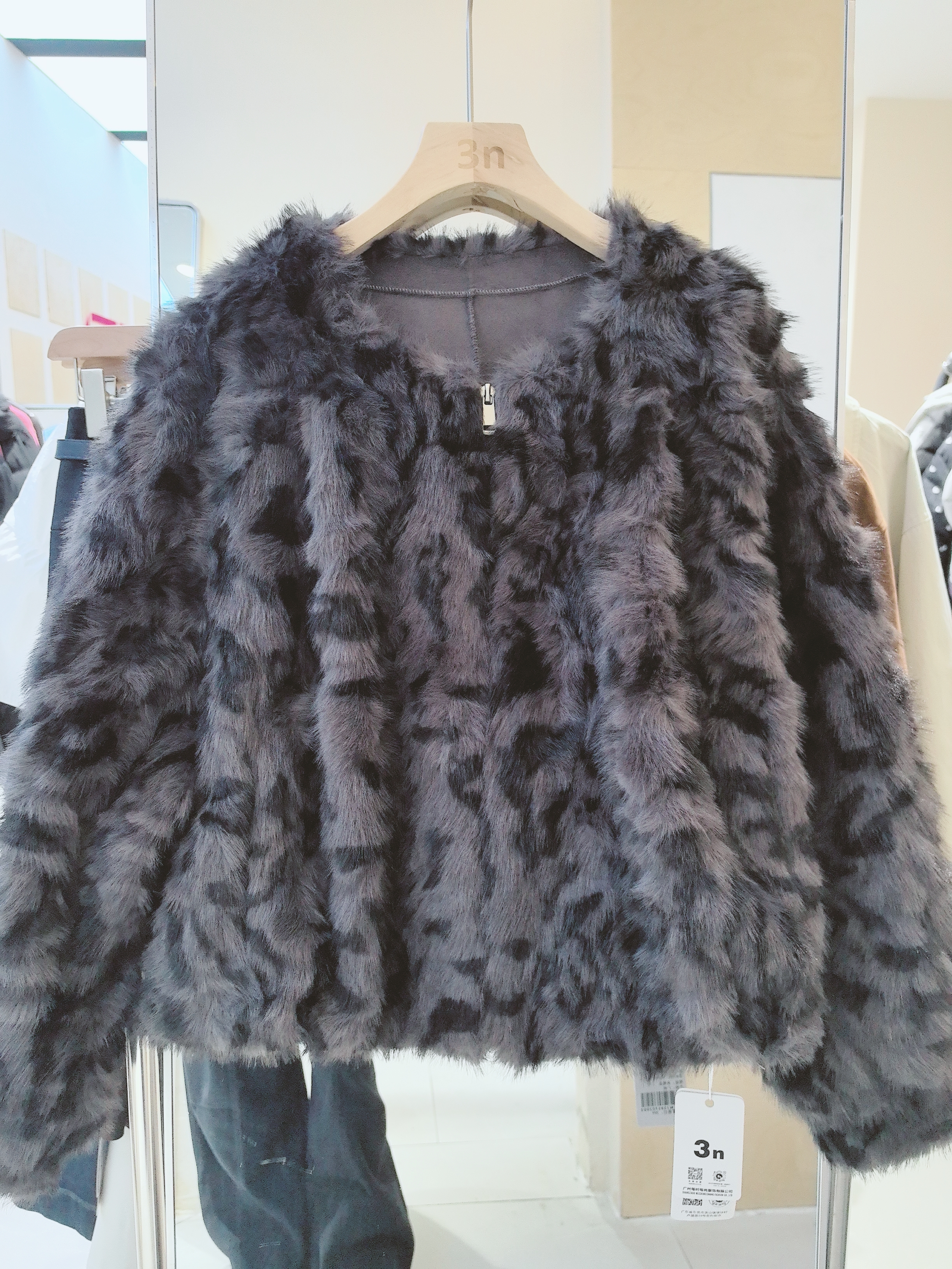 3NUX2025冬新款韩版简约百搭显瘦高品质休闲皮草外套