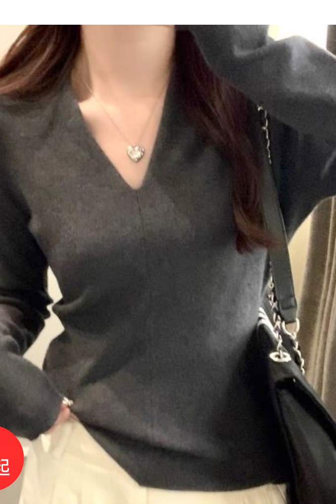 3NUX2025冬新款韩版简约显瘦高品质休闲V领长袖针织衫打底毛衣