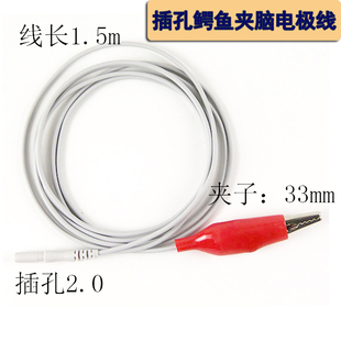 插孔2.0大鳄鱼夹脑电极线脑电导联线插孔鳄鱼夹电极线脑电图线
