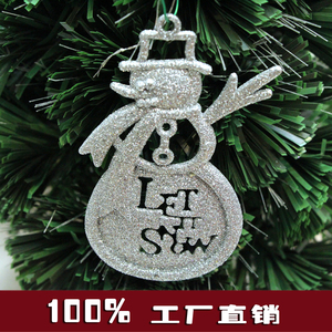 圣诞节金粉塑料彩色雪人小挂件出口外贸原单圣诞树藤条花环装饰品