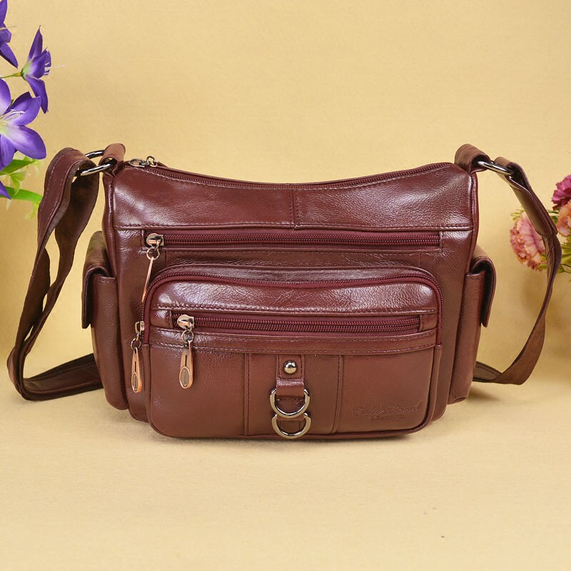 时尚女士真皮中老年女包小斜挎包头层牛皮大容量休闲妈妈包包软皮