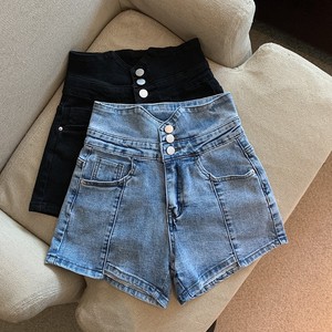 RM13524#高腰时尚辣妹不规则小心机牛仔短裤