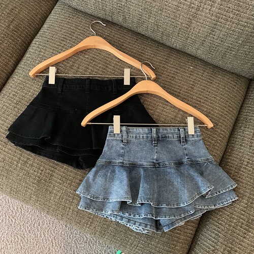 Real price fashion Retro High Waist Spice Girl Super shorts skirt cake denim skirt